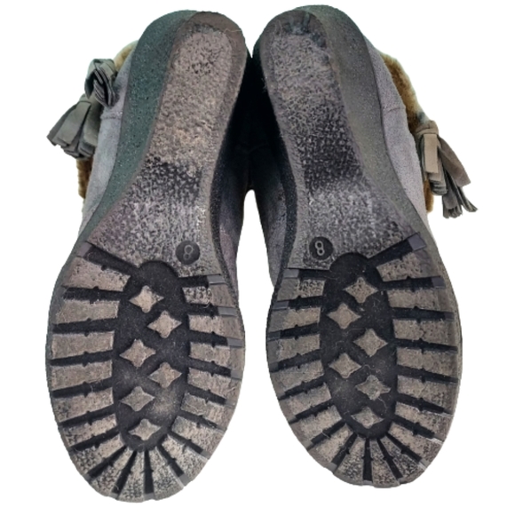 Faux fur suede Winter boots, women's size 8, grey - Picture 4 of 8